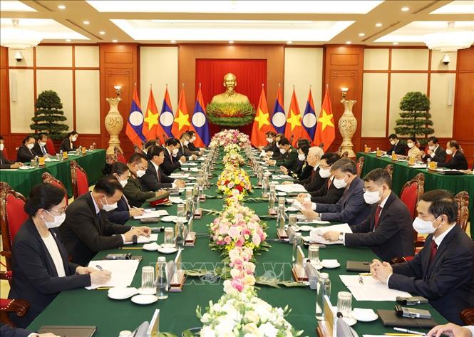 Tổng Bí thư Nguyễn Phú Trọng hội đàm với Tổng Bí thư, Chủ tịch nước Lào