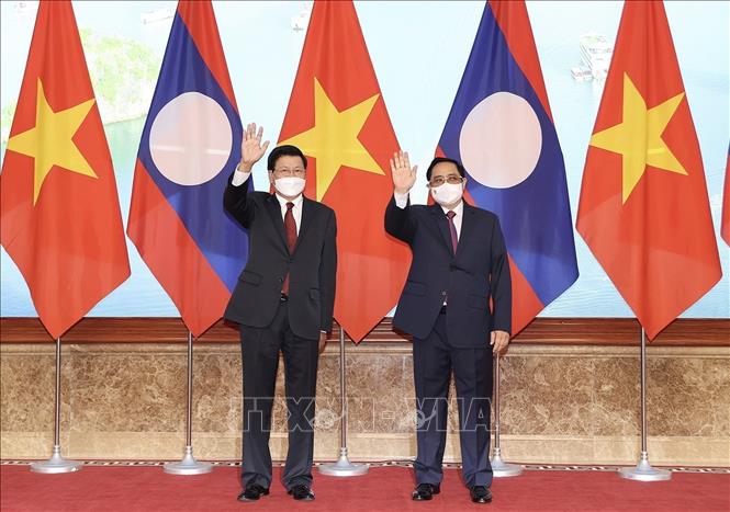 Thủ tướng Phạm Minh Chính hội kiến Tổng Bí thư, Chủ tịch nước Lào Thongloun Sisoulith