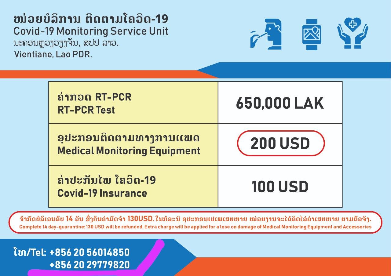 Người nước ngoài nhập cảnh Lào cần mua bảo hiểm, thuê thiết bị giám sát Covid-19