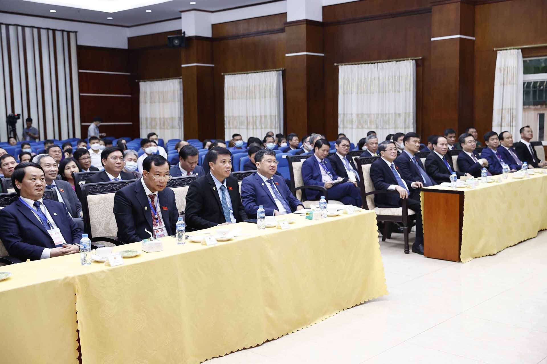 Đại biểu dự buổi gặp gỡ. (Nguồn: TTXVN) Đại biểu dự buổi gặp gỡ. (Nguồn: TTXVN)