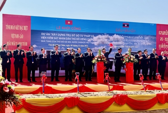 Khởi công xây dựng Trụ sở Sở Tư pháp và Viện Kiểm sát Viêng Chăn do Hà Nội hỗ trợ kinh phí