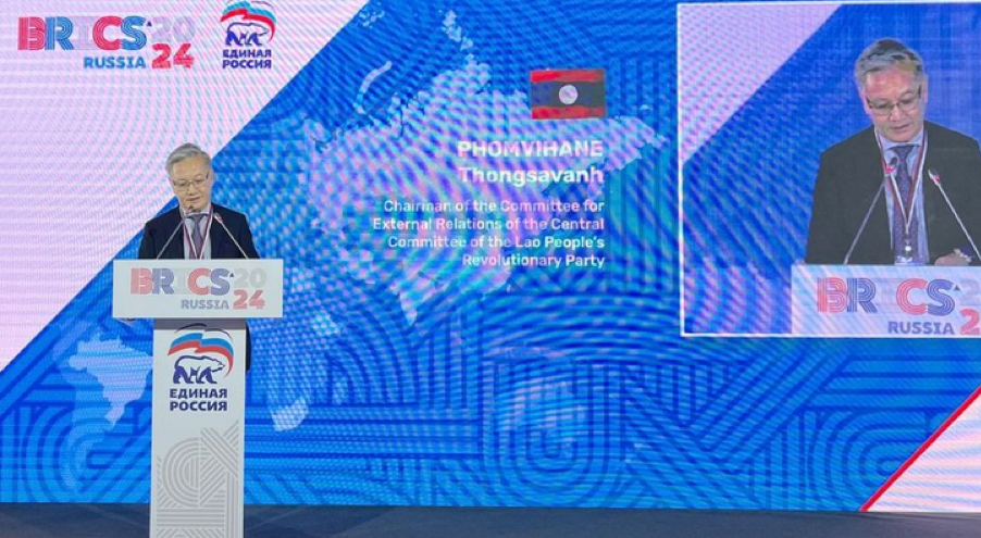 Đoàn đại biểu Đảng NDCM Lào tham dự Diễn đàn liên đảng quốc tế BRICS tại Nga