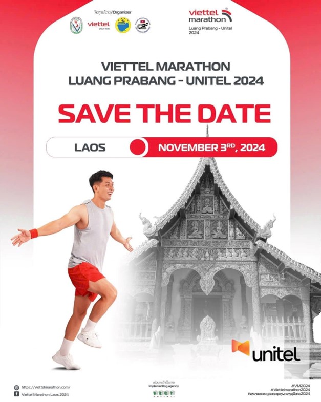 Giải chạy Viettel Marathon Luang Prabang Unitel 2024 tại tỉnh Luang Prabang sẽ diễn ra vào ngày 3/11/2024