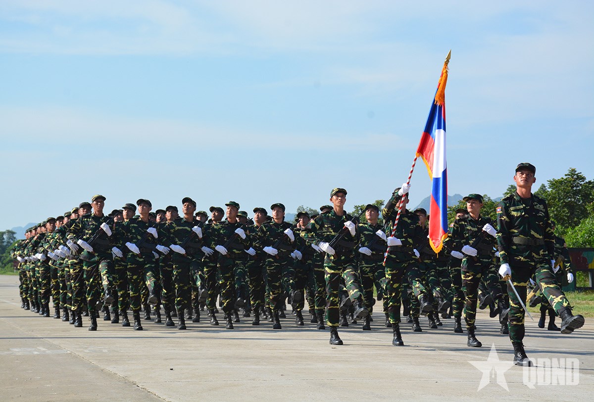 Những hình ảnh tập luyện của đoàn Quân đội nhân dân Lào tham gia Lễ kỷ niệm 80 năm Quốc khánh Việt Nam