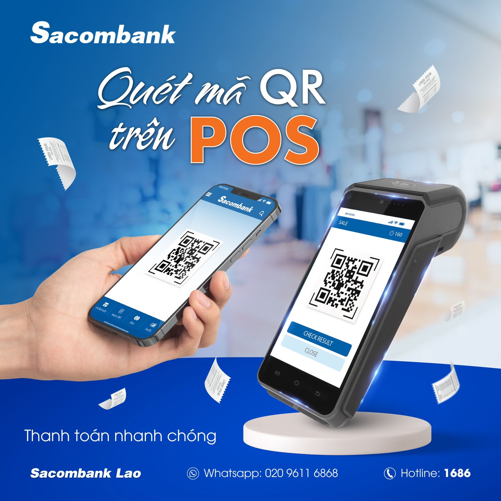 Sacombank Lào ra mắt máy POS đa năng, hỗ trợ thanh toán hiện đại cho doanh nghiệp