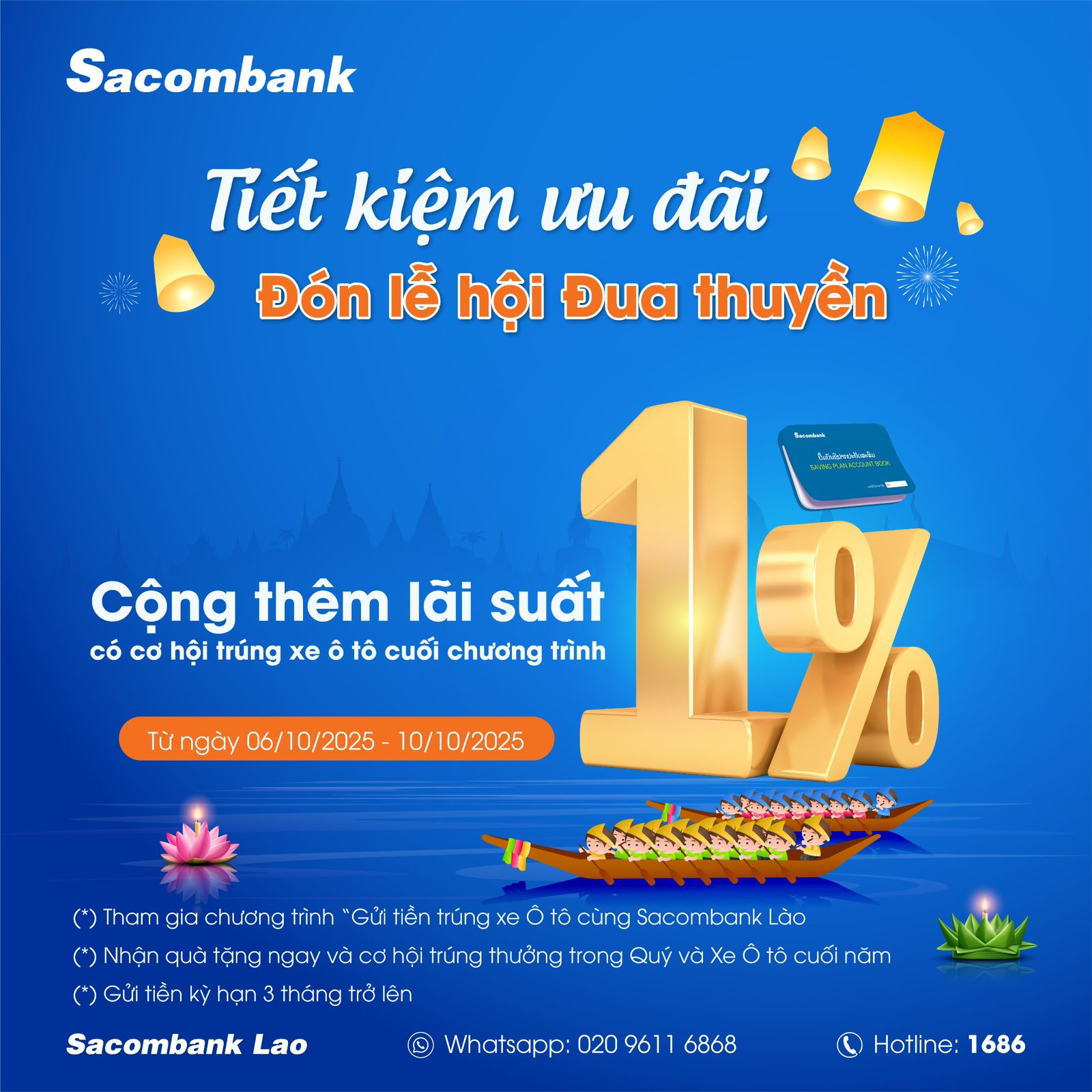 Sacombank Lào triển khai chương trình ưu đãi nhân dịp Lễ hội Đua thuyền 2025