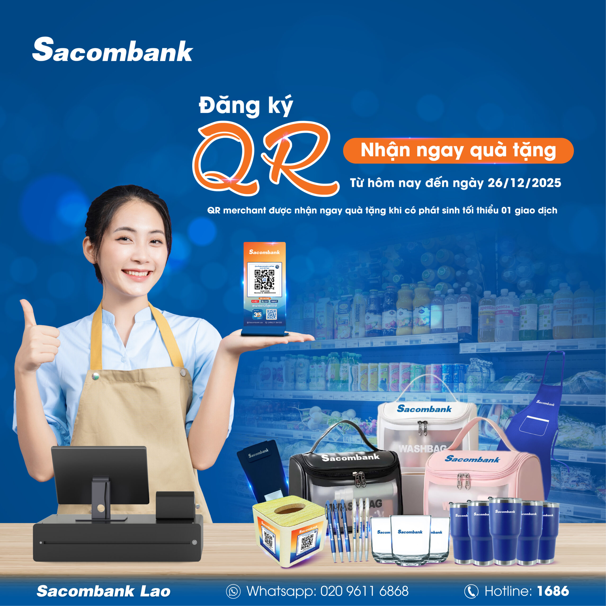 Sacombank Lào triển khai ưu đãi cho khách hàng đăng ký QR Merchant