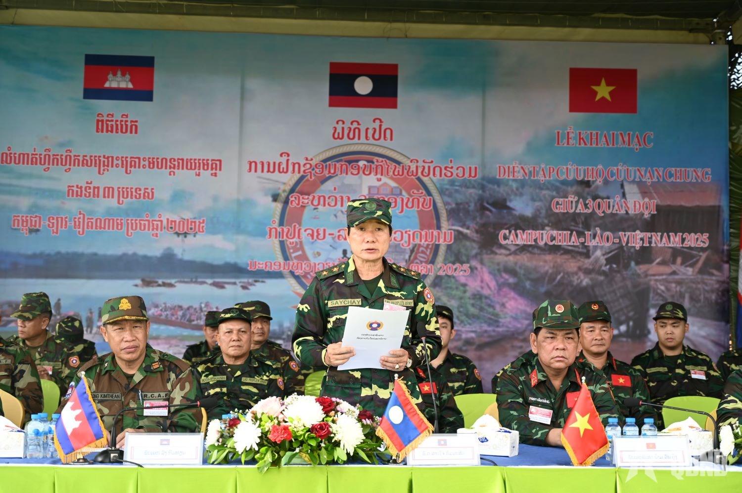 Khai mạc luyện tập phục vụ Diễn tập chung Quân đội 3 nước Lào – Việt Nam – Campuchia
