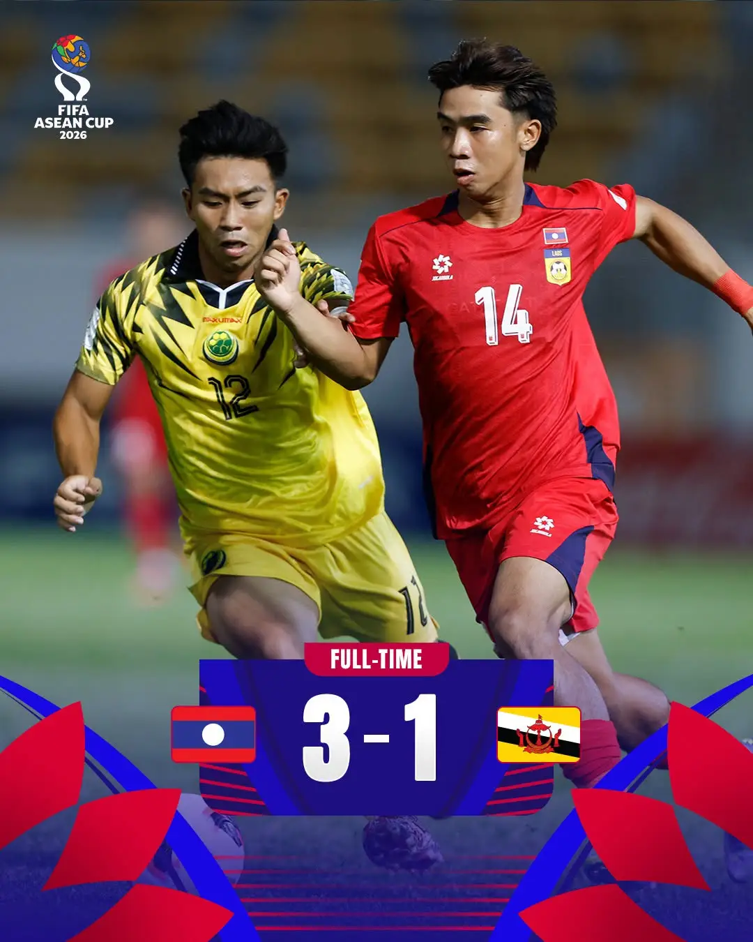 Lào thắng Brunei 3-1 trong trận ra quân FIFA ASEAN Cup 2026